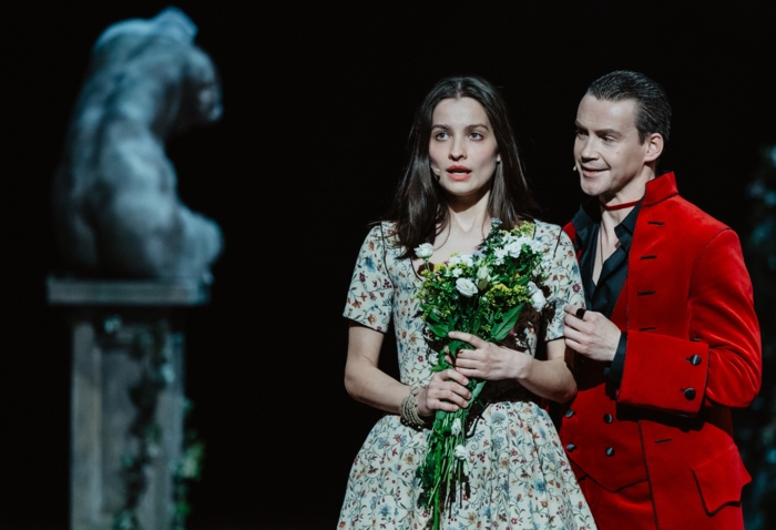 Plakat spektaklu 'Aktorzy w dobrej wierze i Próba' w Teatrze Polskim w Warszawie.